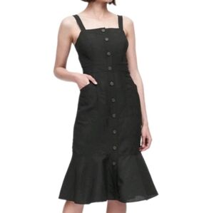 BANANA REPUBLIC Linen Cotton Dress Black Mermaid Size 8